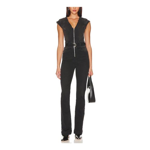 PAIGE Pants - Paige 'Laurel Canyon' Black Cotton Jumpsuit Size 10